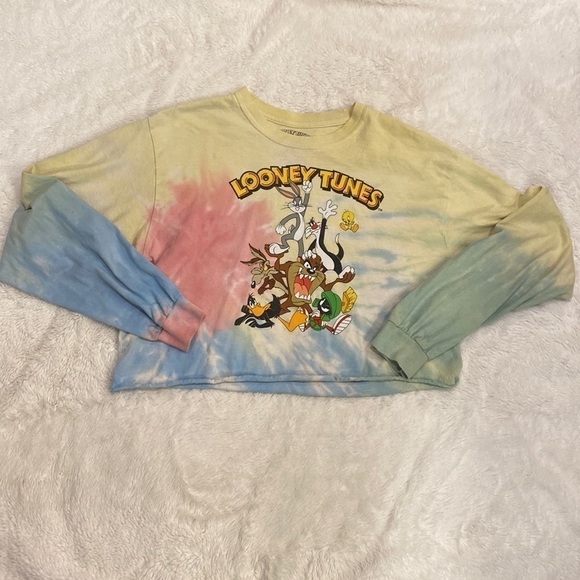 Looney tunes crop top tie dye long sleeve large - Picture 1 of 8